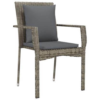 vidaXL 5-tlg. Garten-Essgruppe mit Kissen Grau Poly Rattan
