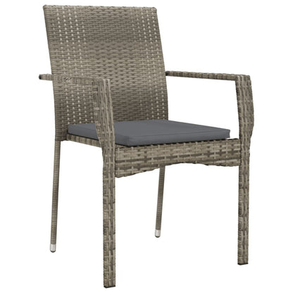 vidaXL 5-tlg. Garten-Essgruppe mit Kissen Grau Poly Rattan