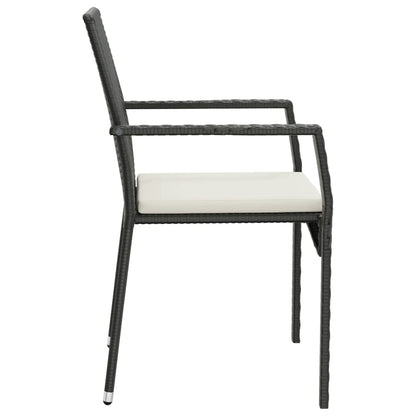 vidaXL 5-tlg. Garten-Essgruppe mit Kissen Schwarz Poly Rattan