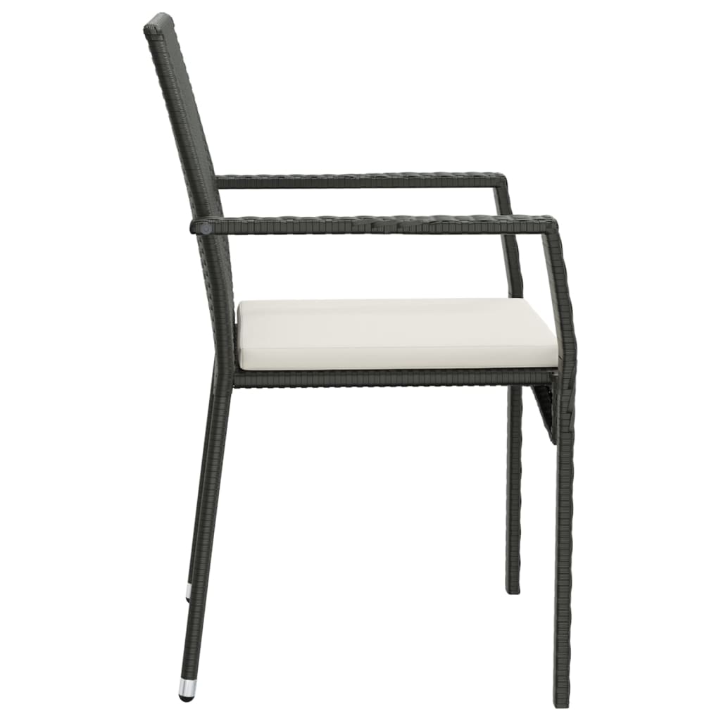 vidaXL 5-tlg. Garten-Essgruppe mit Kissen Schwarz Poly Rattan