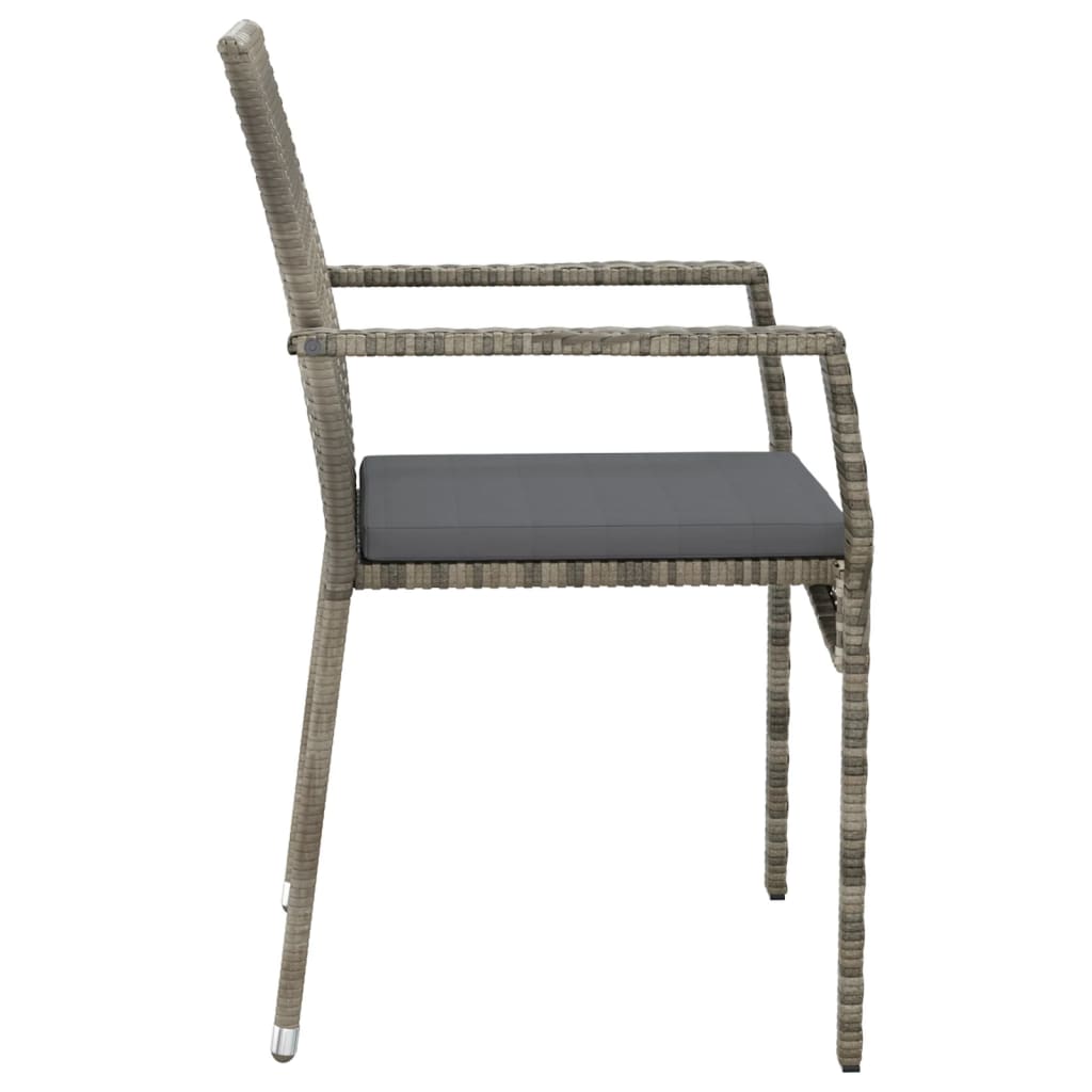 vidaXL 5-tlg. Garten-Essgruppe mit Kissen Grau Poly Rattan
