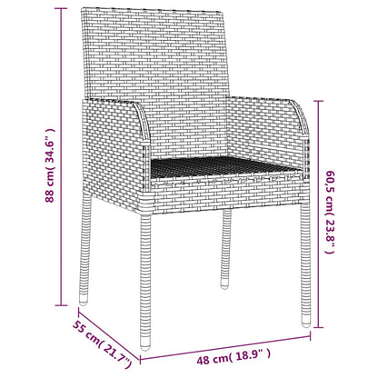 vidaXL 5-tlg. Garten-Essgruppe mit Kissen Grau Poly Rattan
