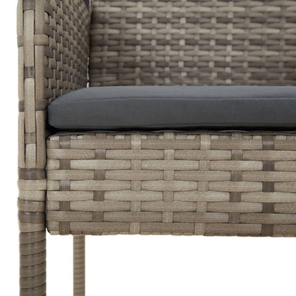 vidaXL 5-tlg. Garten-Essgruppe mit Kissen Grau Poly Rattan