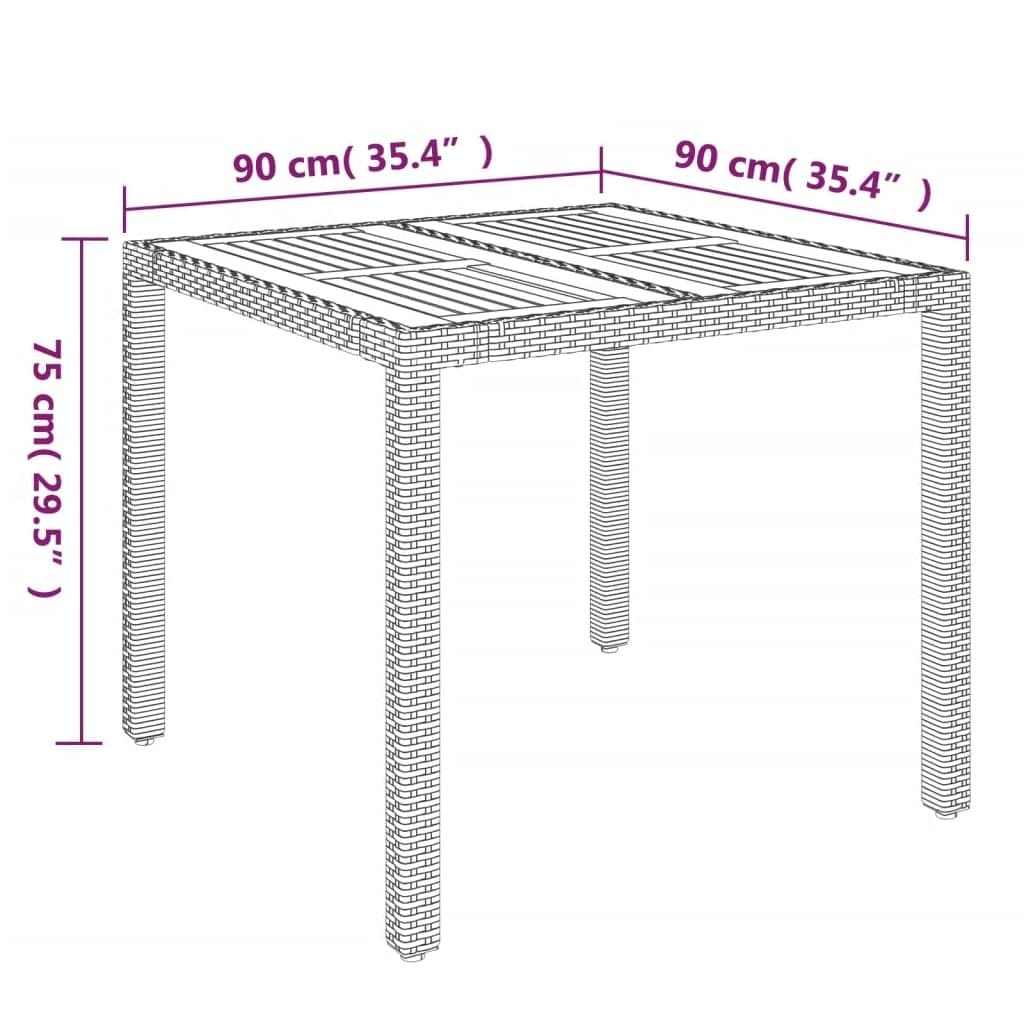 vidaXL 5-tlg. Garten-Essgruppe mit Kissen Grau Poly Rattan