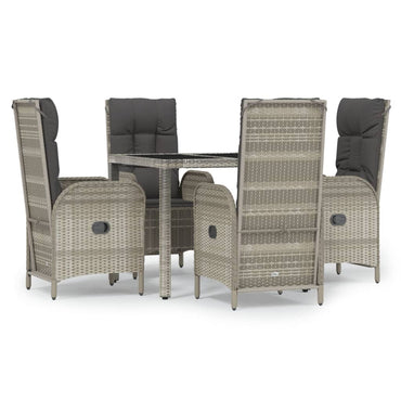 vidaXL Salon de jardin 5 pcs avec coussins Résine tressée Gris
