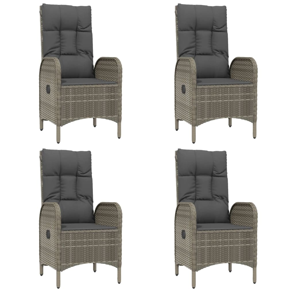vidaXL 5-tlg. Garten-Essgruppe mit Kissen Grau Poly Rattan