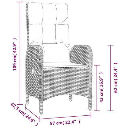 vidaXL 5-tlg. Garten-Essgruppe mit Kissen Grau Poly Rattan