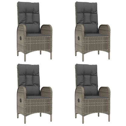 vidaXL 5-tlg. Garten-Essgruppe mit Kissen Grau Poly Rattan