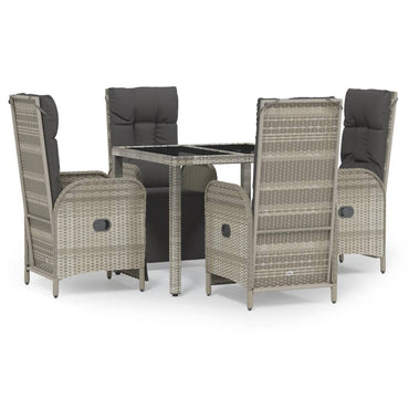 vidaXL Salon de jardin 5 pcs avec coussins Résine tressée Gris