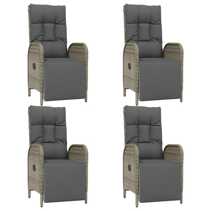 vidaXL 5-tlg. Garten-Essgruppe mit Kissen Grau Poly Rattan