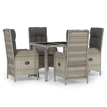 vidaXL Salon de jardin 5 pcs avec coussins Résine tressée Gris