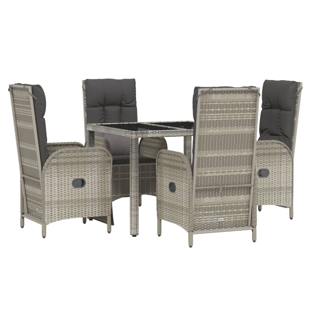 vidaXL Salon de jardin 5 pcs avec coussins Résine tressée Gris
