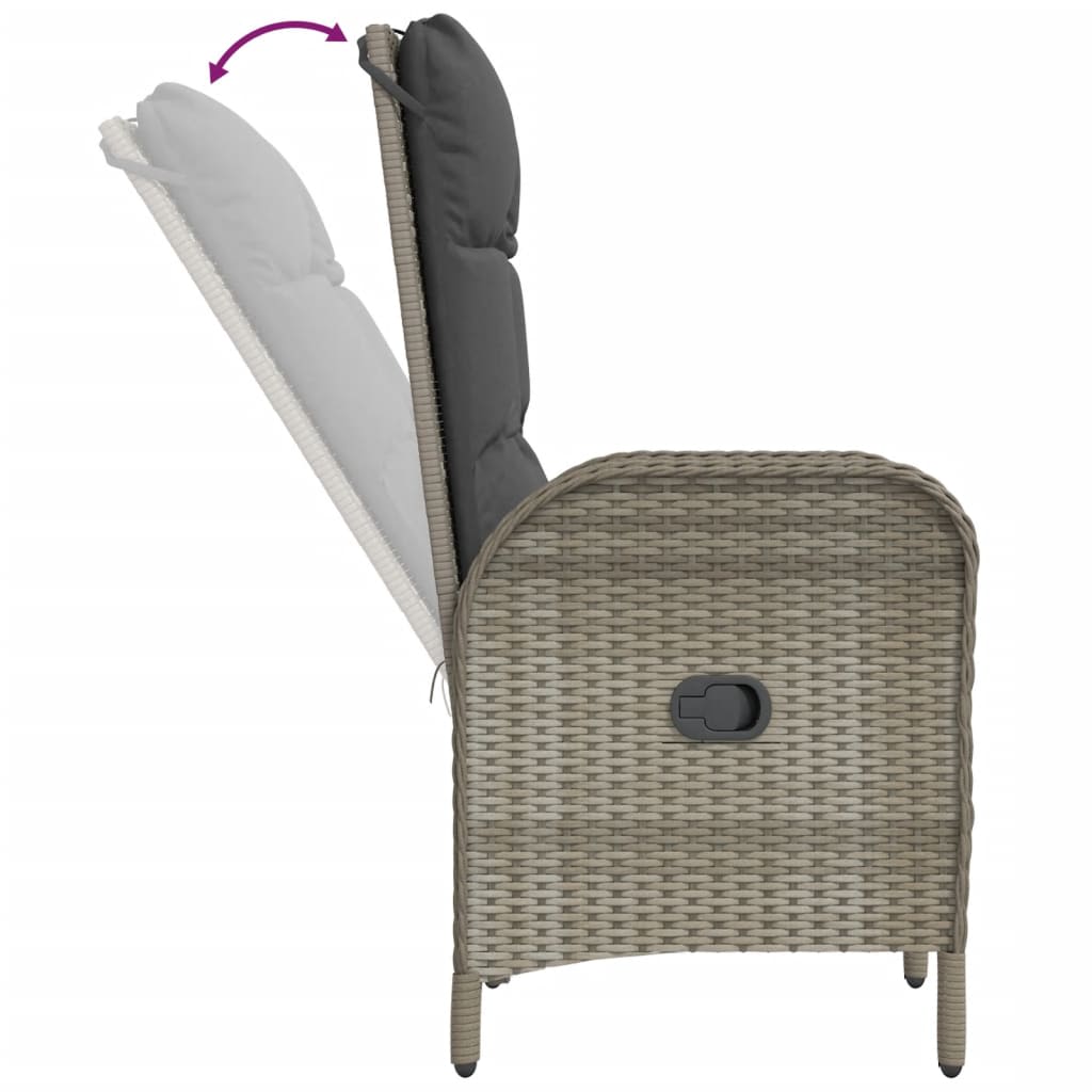 vidaXL Salon de jardin 5 pcs avec coussins Résine tressée Gris
