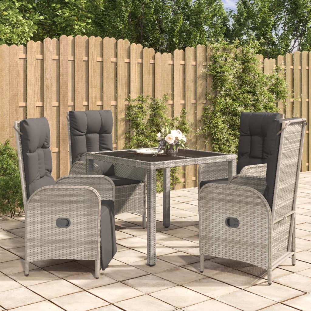 vidaXL Salon de jardin 5 pcs avec coussins Résine tressée Gris
