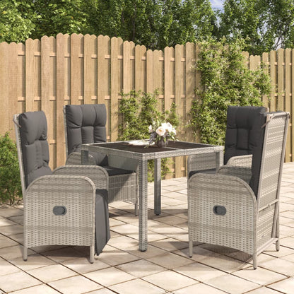 vidaXL Salon de jardin 5 pcs avec coussins Résine tressée Gris