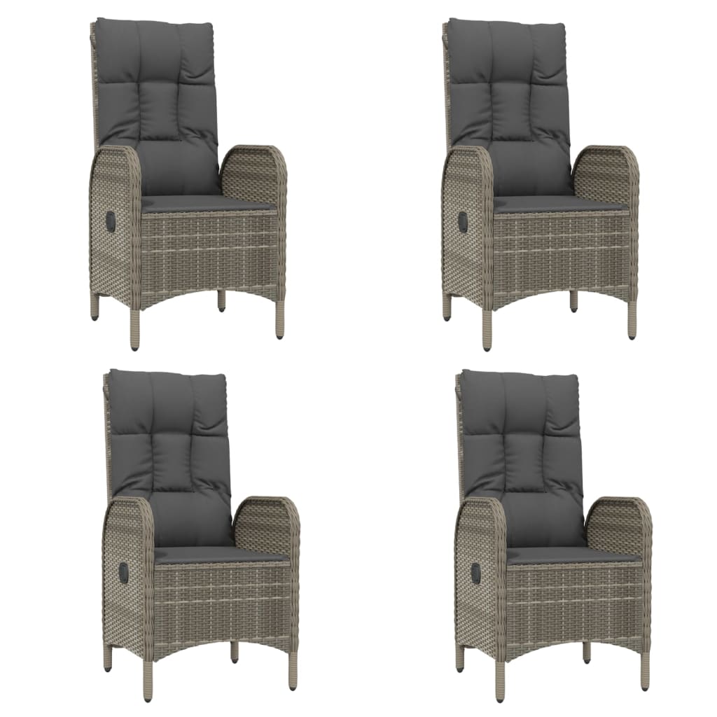 vidaXL 5-tlg. Garten-Essgruppe mit Kissen Grau Poly Rattan