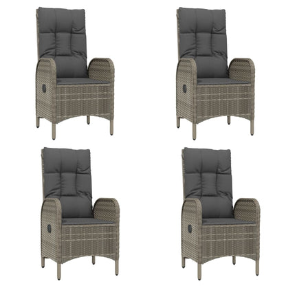 vidaXL 5-tlg. Garten-Essgruppe mit Kissen Grau Poly Rattan