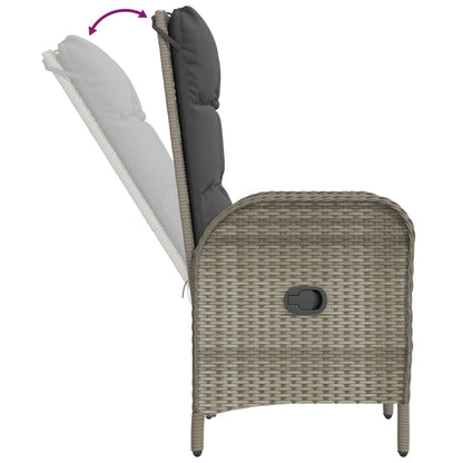 vidaXL 5-tlg. Garten-Essgruppe mit Kissen Grau Poly Rattan