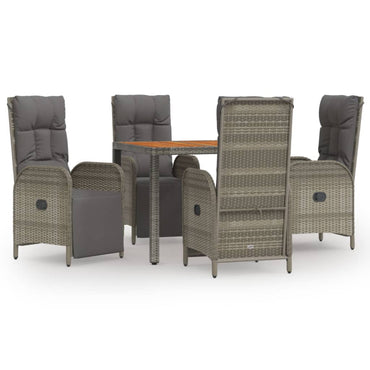 vidaXL Salon de jardin 5 pcs avec coussins Résine tressée Gris