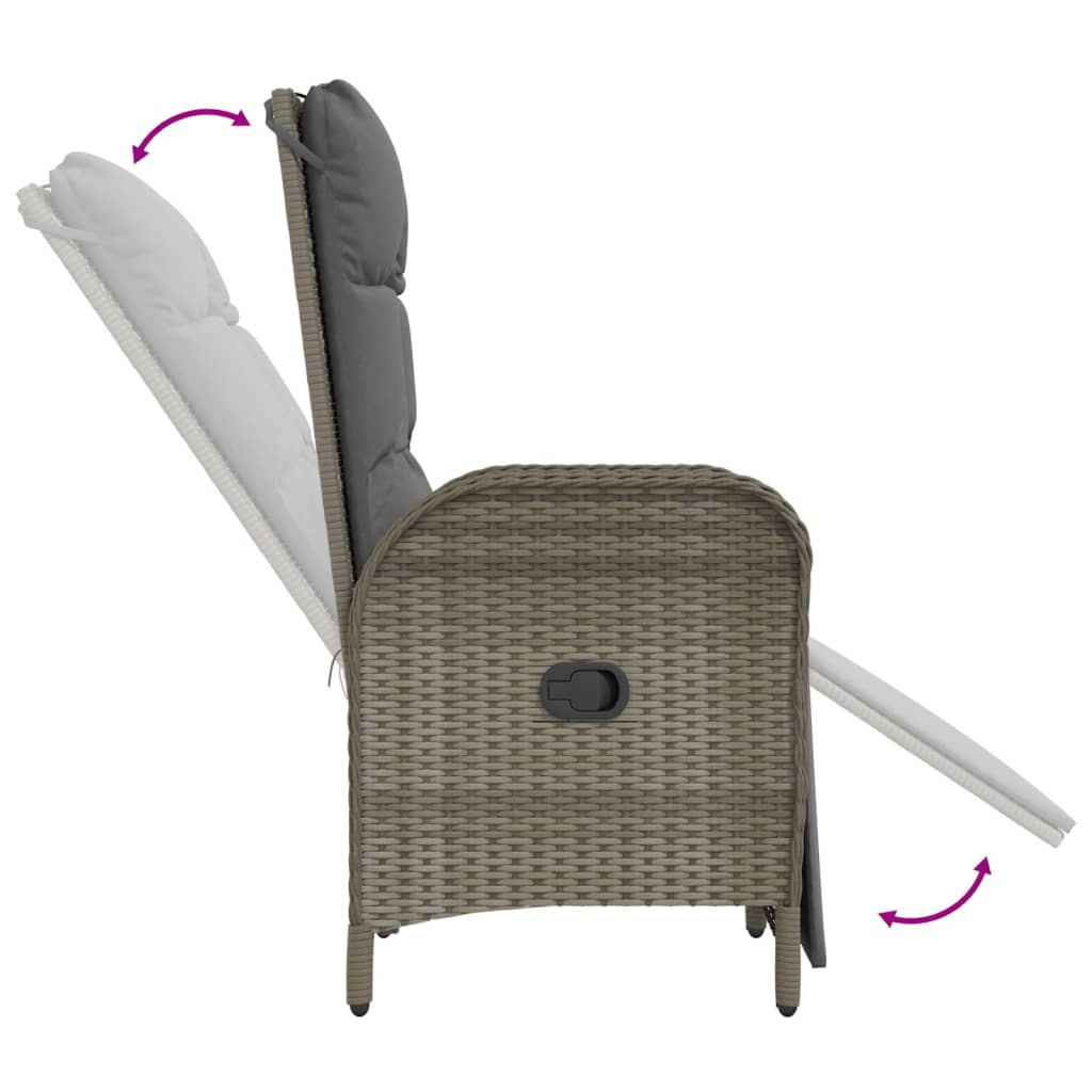 vidaXL 5-tlg. Garten-Essgruppe mit Kissen Grau Poly Rattan