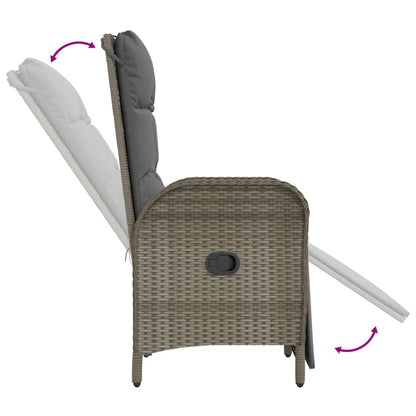 vidaXL 5-tlg. Garten-Essgruppe mit Kissen Grau Poly Rattan