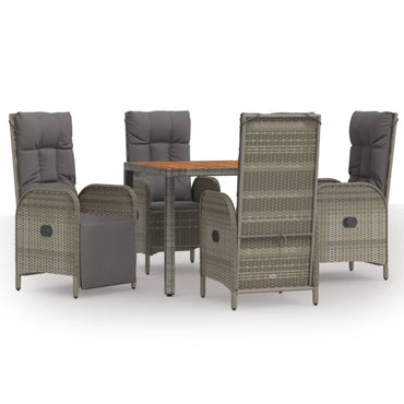 vidaXL Salon de jardin 5 pcs avec coussins Résine tressée Gris