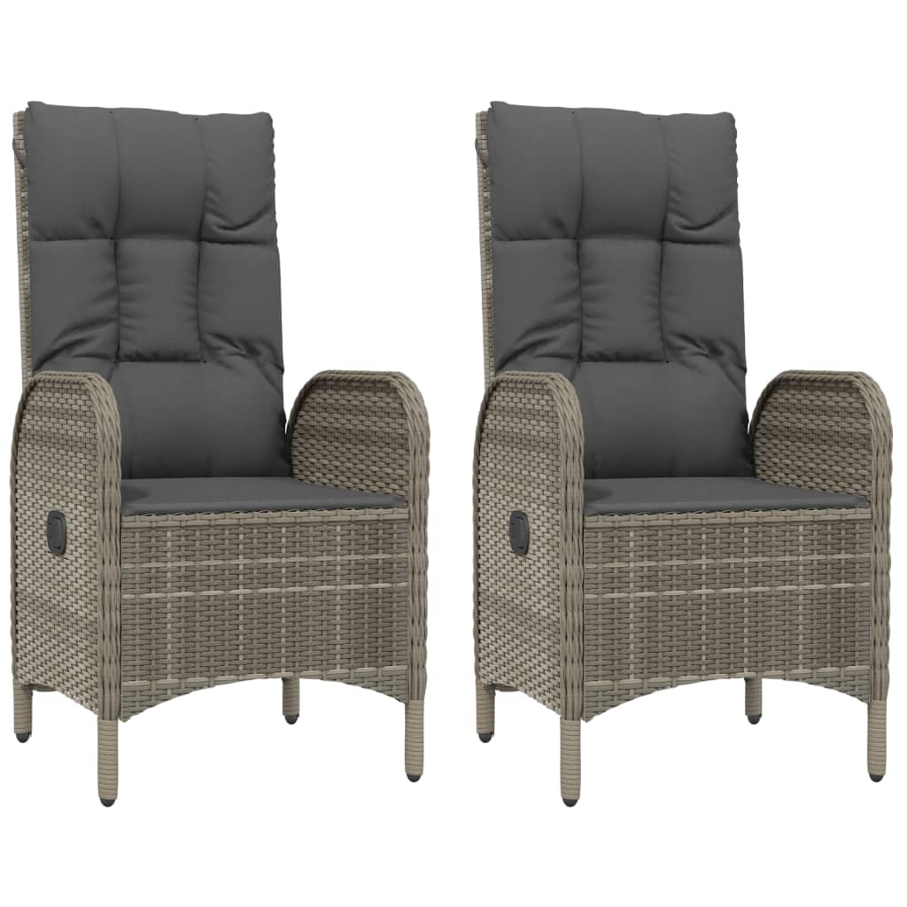 vidaXL 5-tlg. Garten-Essgruppe mit Kissen Grau Poly Rattan