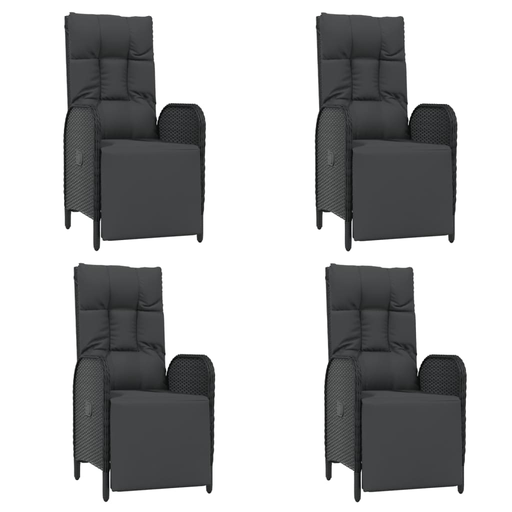 vidaXL 5-tlg. Garten-Essgruppe mit Kissen Schwarz Poly Rattan