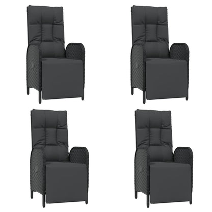 vidaXL 5-tlg. Garten-Essgruppe mit Kissen Schwarz Poly Rattan
