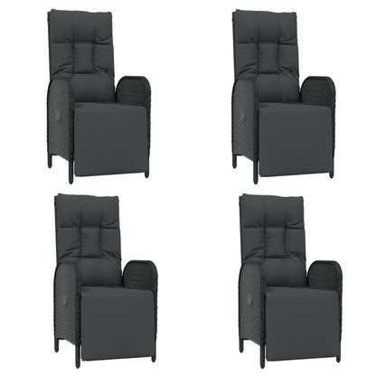vidaXL 5-tlg. Garten-Essgruppe mit Kissen Schwarz Poly Rattan