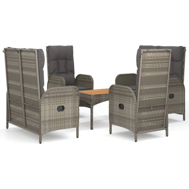 vidaXL Salon de jardin 5 pcs avec coussins Résine tressée Gris