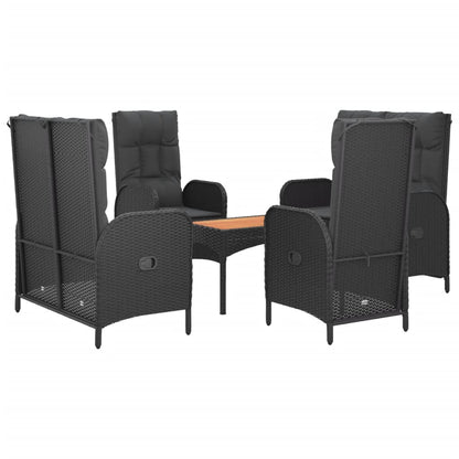 vidaXL 5-tlg. Garten-Essgruppe mit Kissen Schwarz Poly Rattan