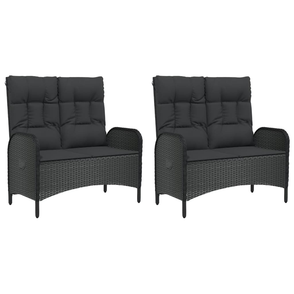 vidaXL 5-tlg. Garten-Essgruppe mit Kissen Schwarz Poly Rattan