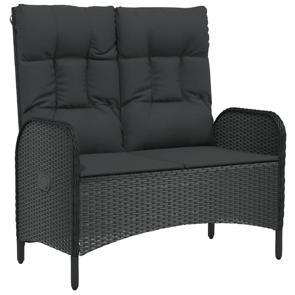 vidaXL 5-tlg. Garten-Essgruppe mit Kissen Schwarz Poly Rattan