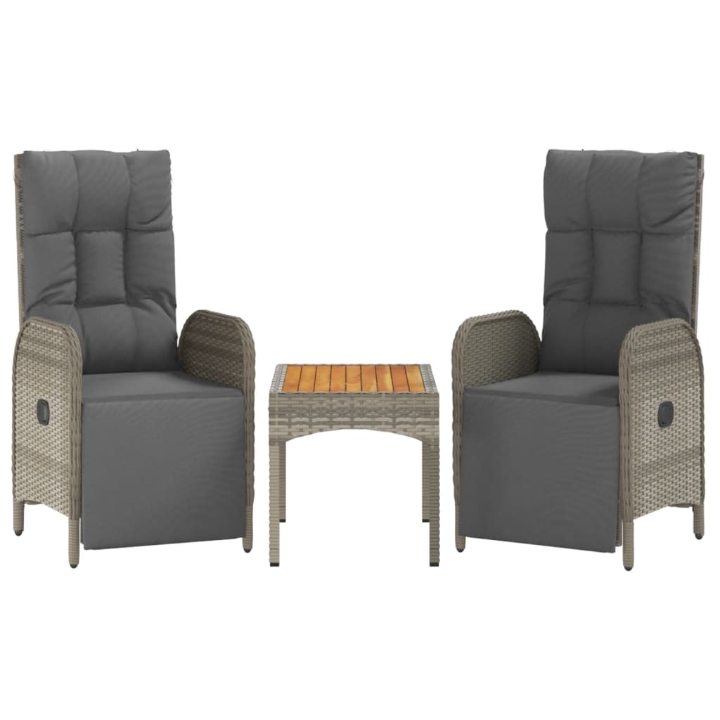 vidaXL 5-tlg. Garten-Essgruppe mit Kissen Grau Poly Rattan