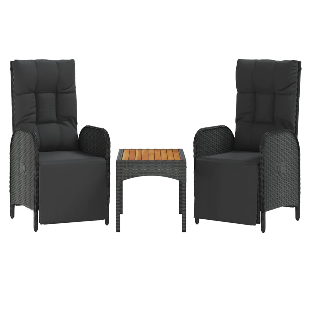 vidaXL 5-tlg. Garten-Essgruppe mit Kissen Schwarz Poly Rattan