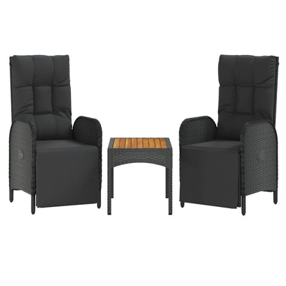 vidaXL 5-tlg. Garten-Essgruppe mit Kissen Schwarz Poly Rattan