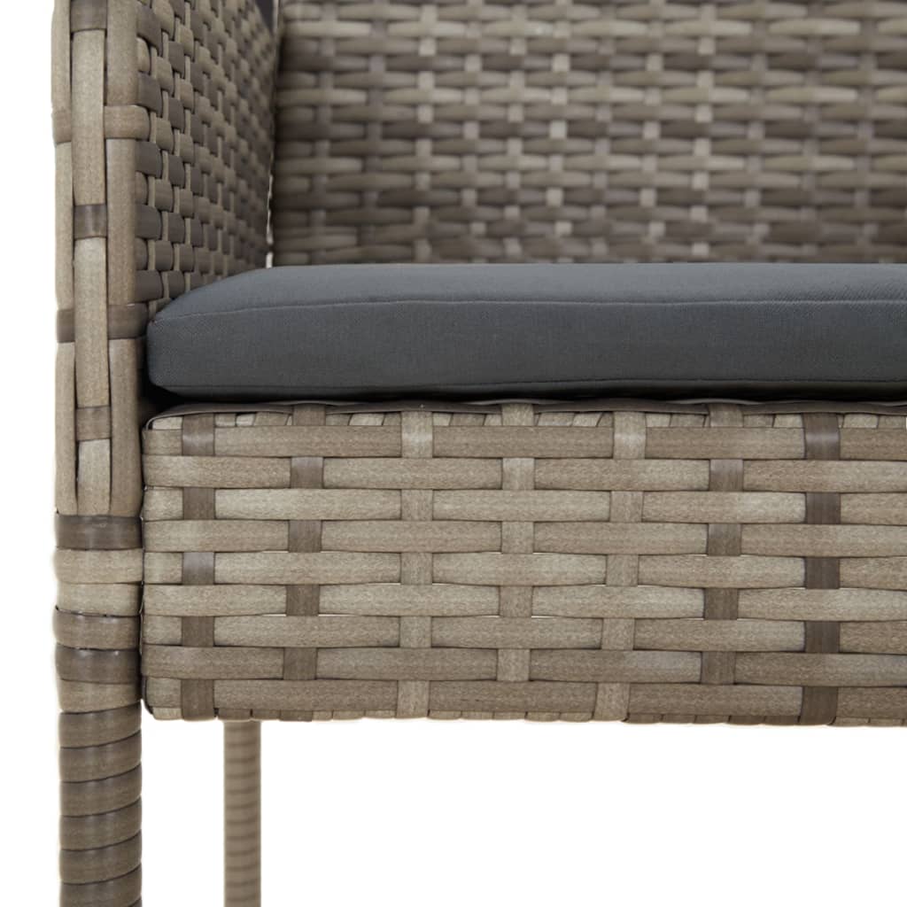vidaXL 5-tlg. Garten-Essgruppe mit Kissen Schwarz und Grau Poly Rattan