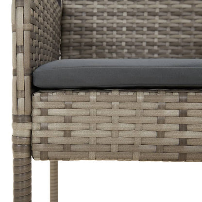 vidaXL 5-tlg. Garten-Essgruppe mit Kissen Schwarz und Grau Poly Rattan