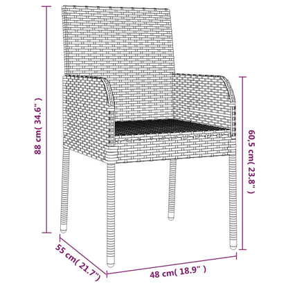vidaXL 5-tlg. Garten-Essgruppe mit Kissen Schwarz und Grau Poly Rattan
