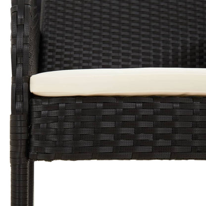vidaXL 5-tlg. Garten-Essgruppe mit Kissen Schwarz Poly Rattan