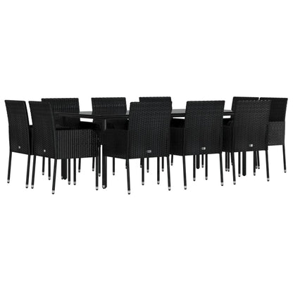 vidaXL 11-tlg. Garten-Essgruppe mit Kissen Schwarz Poly Rattan