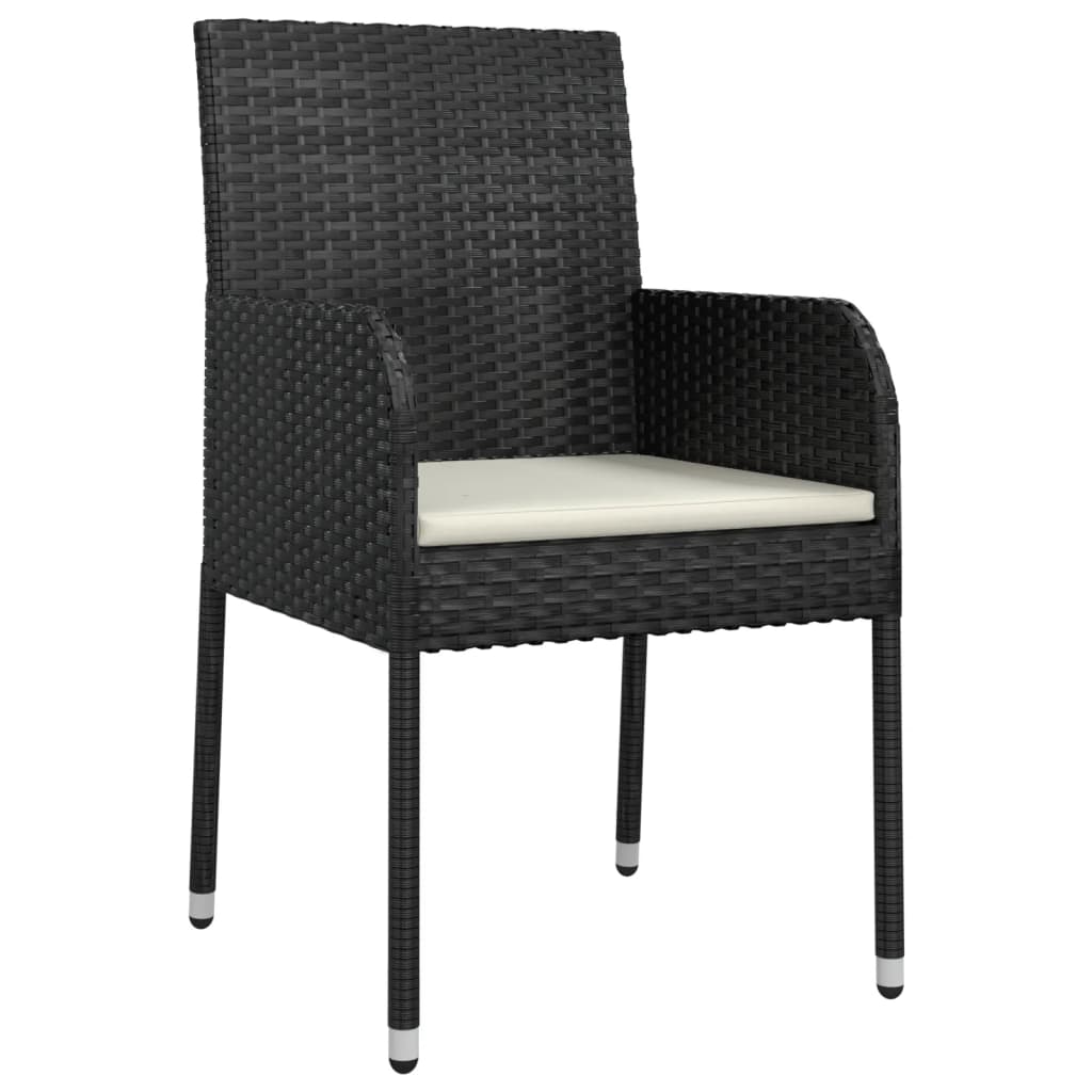 vidaXL 11-tlg. Garten-Essgruppe mit Kissen Schwarz Poly Rattan