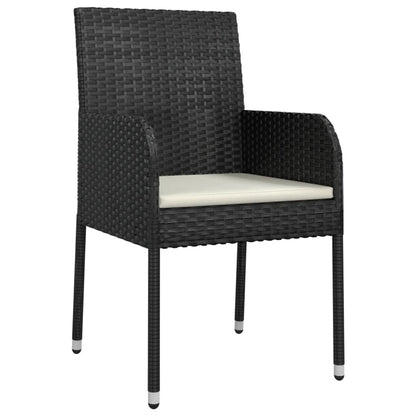 vidaXL 11-tlg. Garten-Essgruppe mit Kissen Schwarz Poly Rattan
