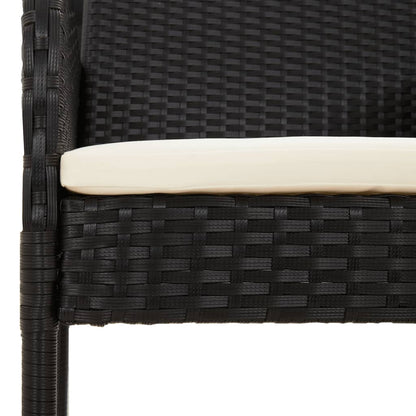 vidaXL 11-tlg. Garten-Essgruppe mit Kissen Schwarz Poly Rattan
