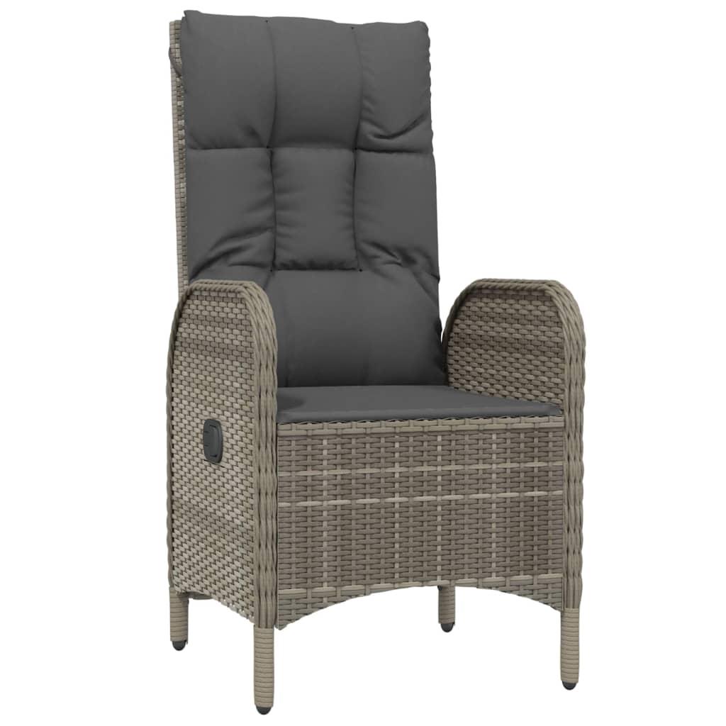vidaXL 5-tlg. Garten-Essgruppe mit Kissen Schwarz und Grau Poly Rattan