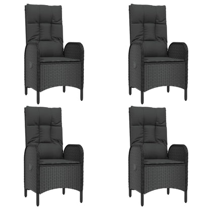 vidaXL 5-tlg. Garten-Essgruppe mit Kissen Schwarz Poly Rattan