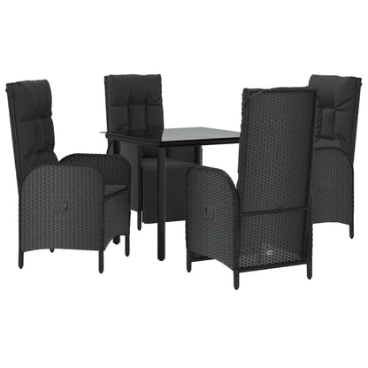 vidaXL 5-tlg. Garten-Essgruppe mit Kissen Schwarz Poly Rattan