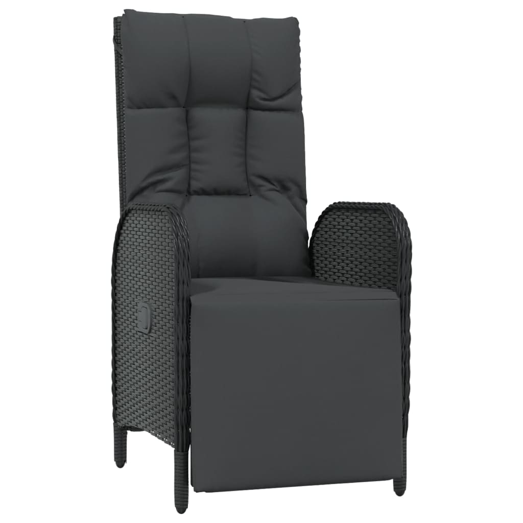 vidaXL 5-tlg. Garten-Essgruppe mit Kissen Schwarz Poly Rattan