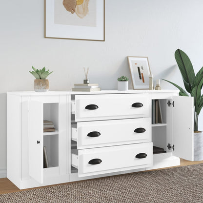 vidaXL Enfilades 3 pcs Blanc Bois d'ingénierie